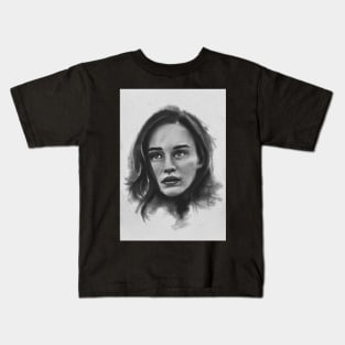 charcoal drawing of a woman Kids T-Shirt